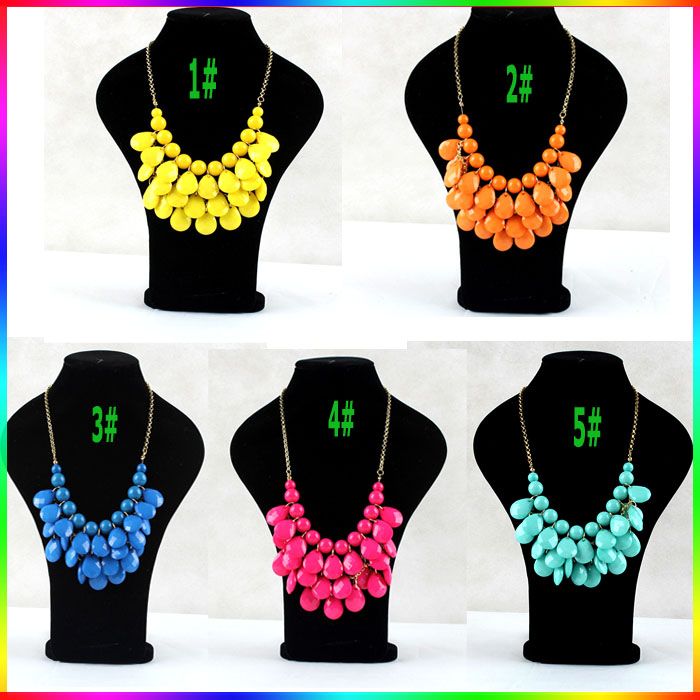 Wholesale Bib Statement Necklace Chunky Multi Layers Resin Gem Bubble