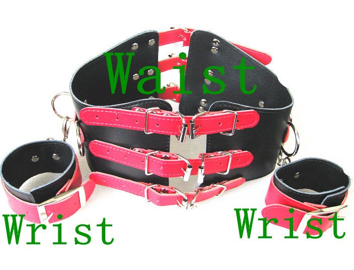Real Leather Waist Cincher With Handcuffs Hands Bondage Restraints Gear Bdsm Adult Sex Toys