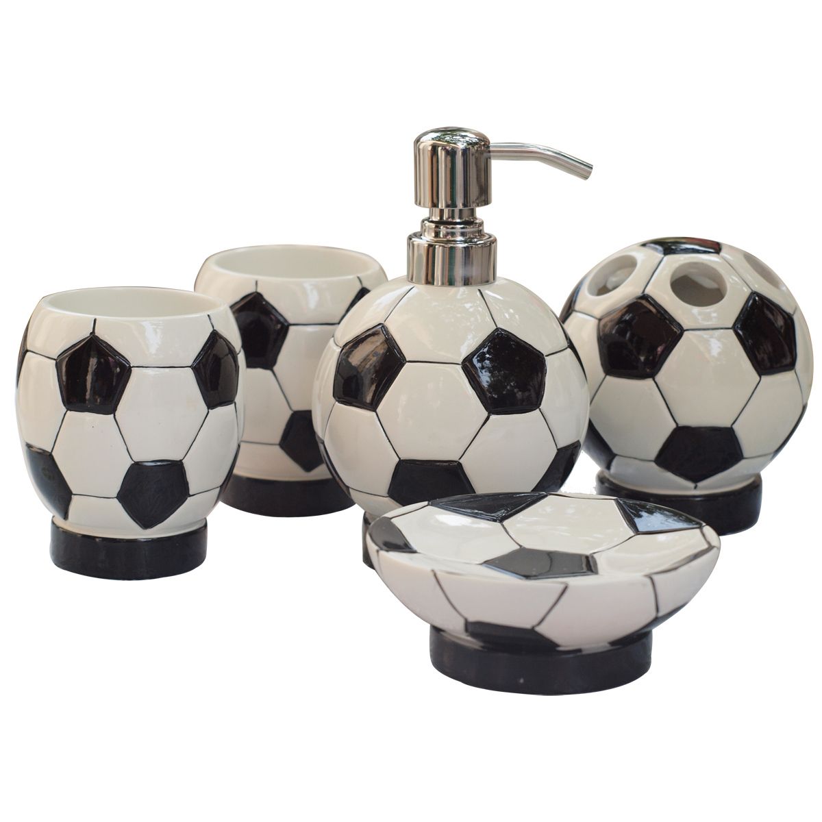 New Football Bathroom Wash Set Resin Soap Dispenser Cup Tooth Brush
