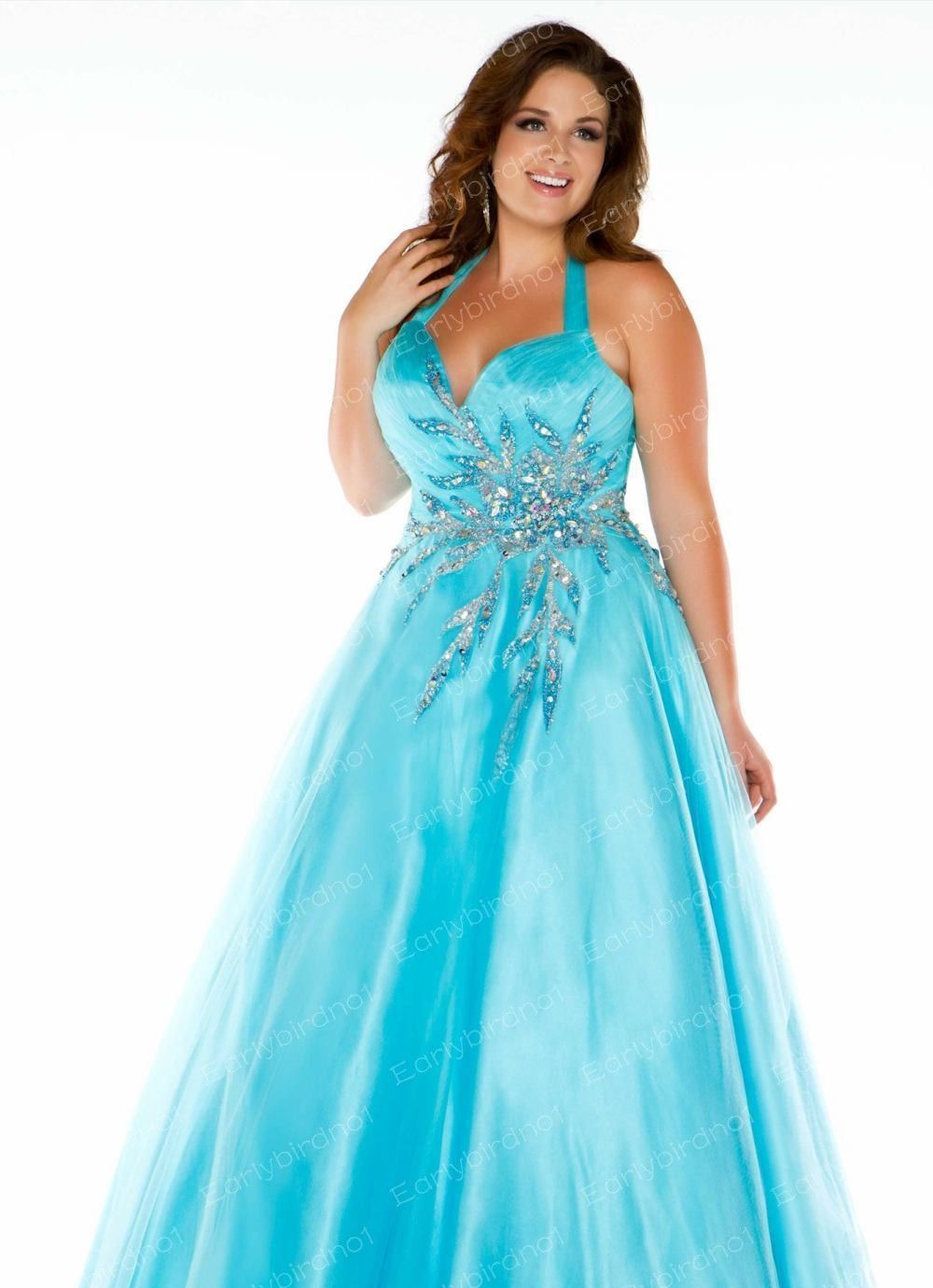 2013 Plus Size Special Occasion Dresses Halter Crystals Tulles A Line