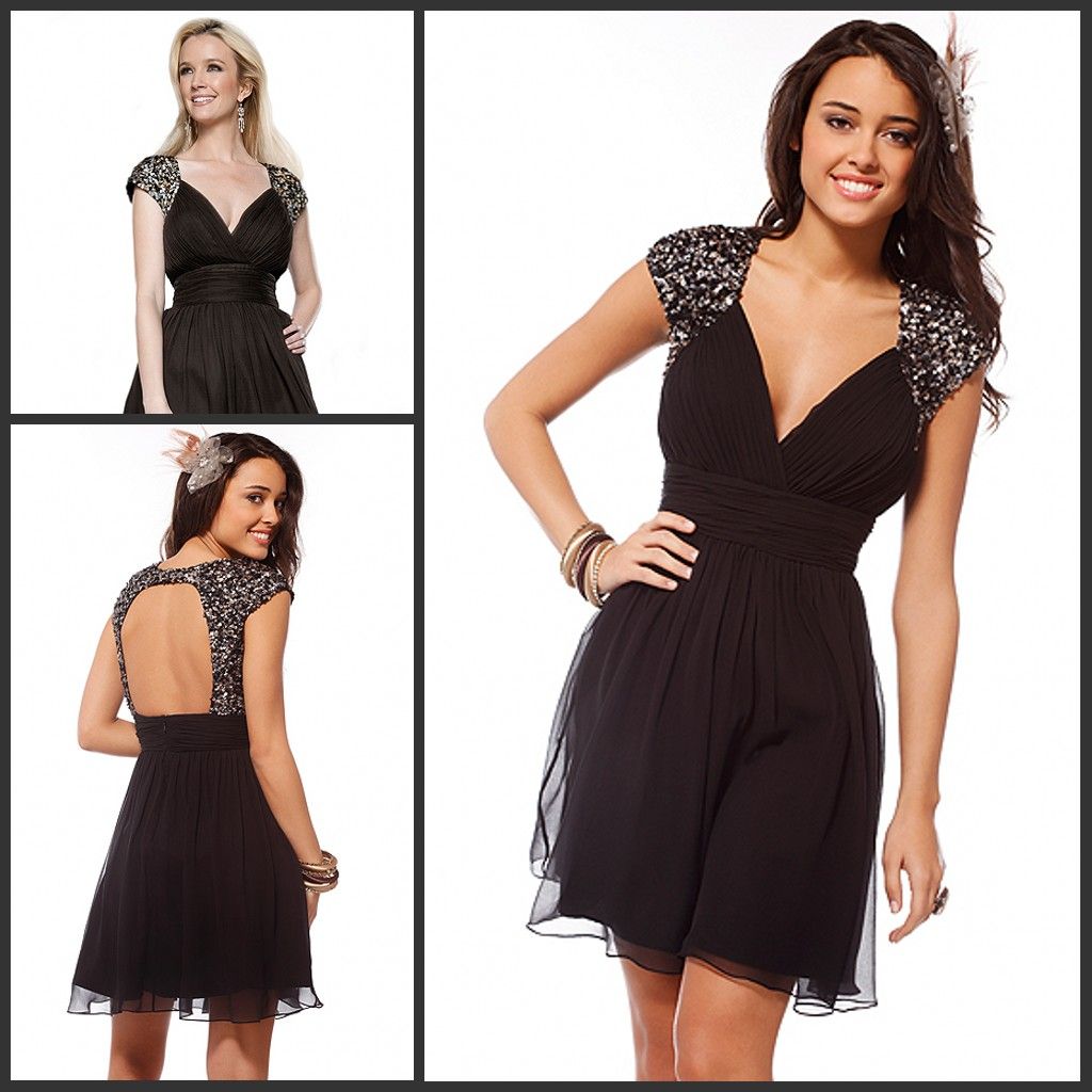 Kids Party Wear Dresses Sexy VNeck Beaded Cap Sleeves Empire Short