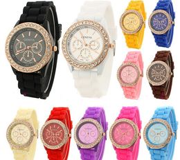 free ship 15 color hot rose golden dial silicone diamond crystal lady geneva jelly watch gifts - Color Watches free ship 15 color hot rose golden dial silicone diamond crystal lady geneva jelly watch gifts - Color Watches