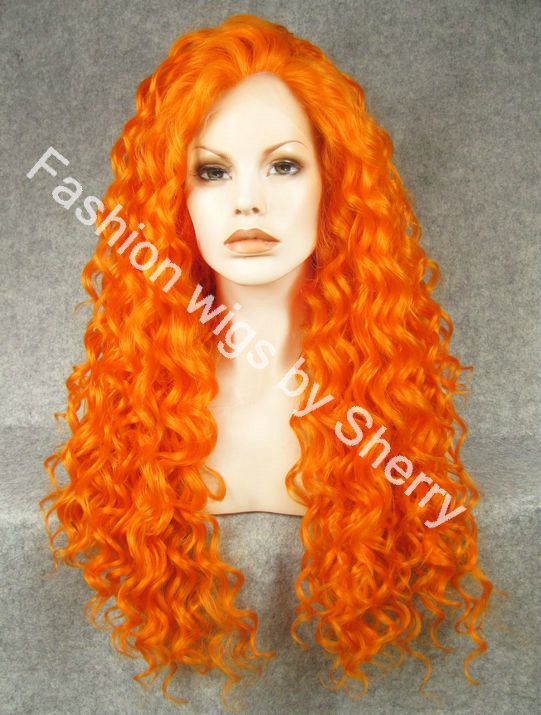 26 Extra Long 3200 Orange Curly Heat Friendly Synthetic Hair Lace