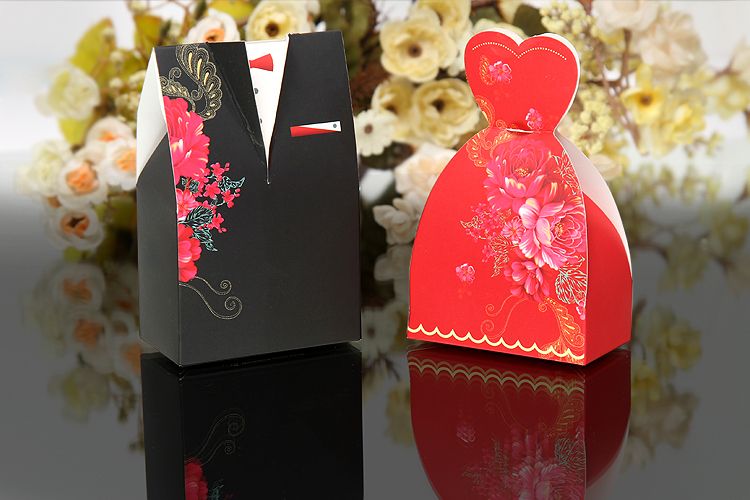 Wholesale Bridal Gown Dress Groom's Tuxedo Wedding Favor Boxes Gift