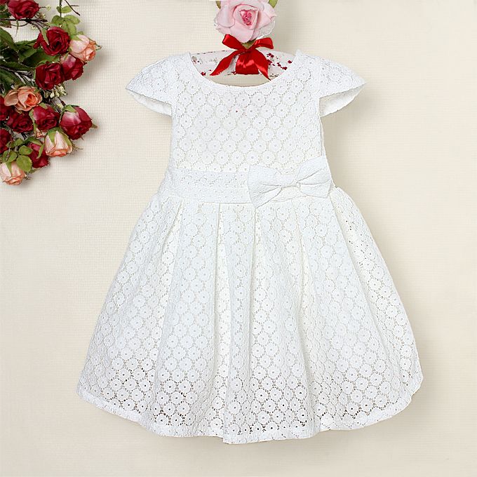 Wholesale Kids Summer Lace Dresse Girl White Dress Children Party