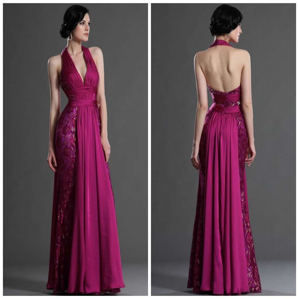plum long evening gown