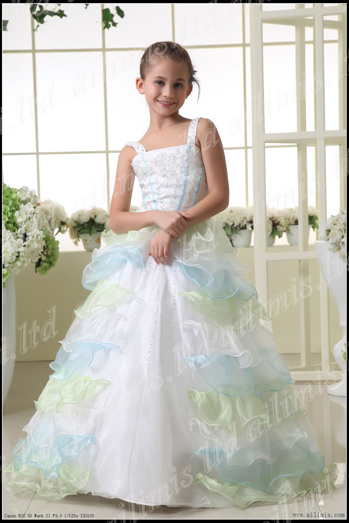 White Flower Girl Dress Party Brithday Petals Dress Flower Little Girl