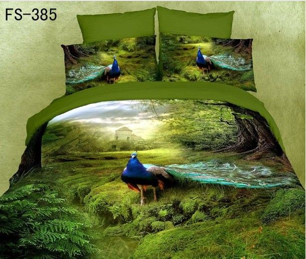 3d Green Peacock Bird Feather Print Bedding Comforter Set Sets Duvet Cover Bedspread Sheets Bed