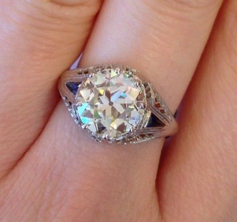 diamond european cut ring 1910 ct gia sapphire certified gold amp larger