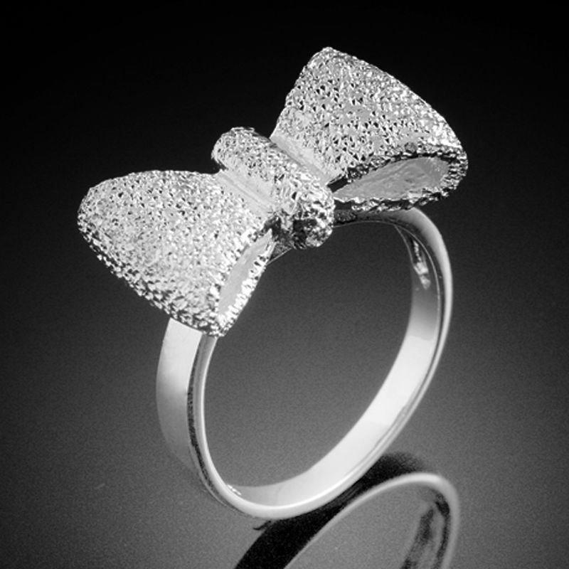 925 Silver Steel Fashion Costume Jewelry Rings Bow Shape Jewelry Plated