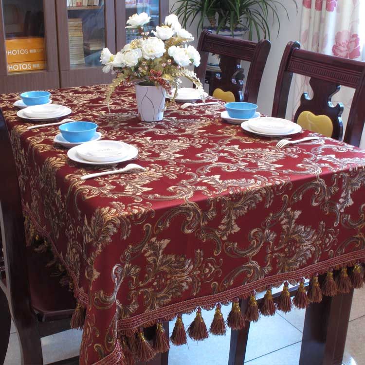 Good Quality Chenille Table Cloth W/Fringe 90x90cm, 140cmx180cm