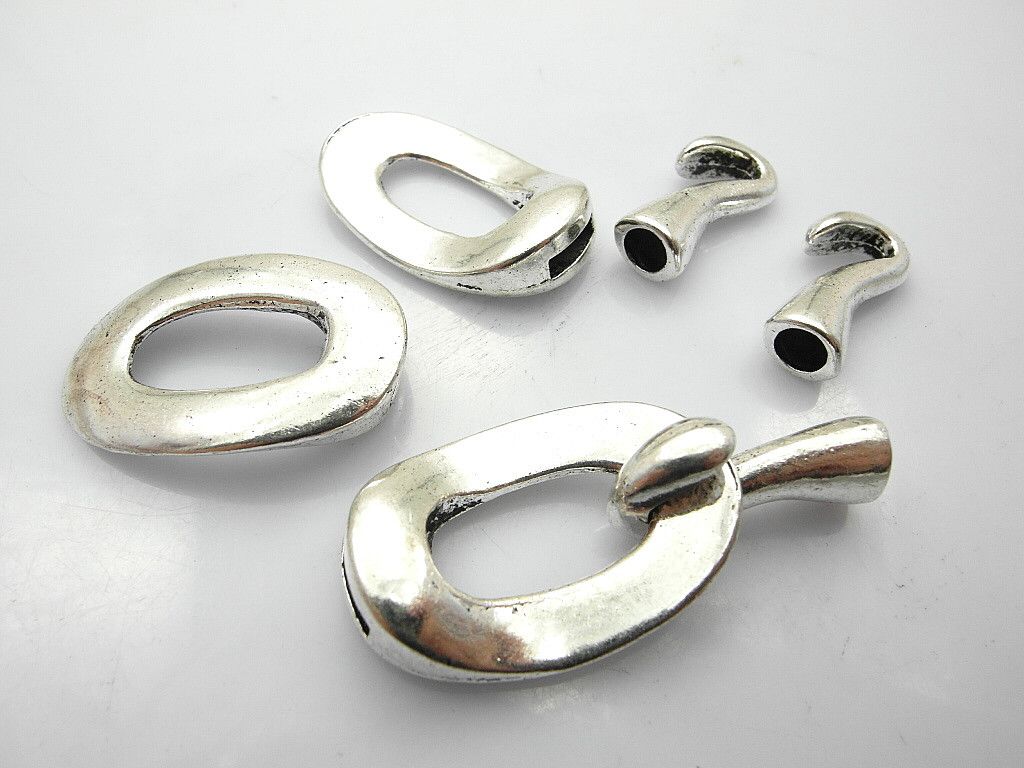 Antiqued Silver Zinc Alloy Hook Clasps for Leather Bracelet Silver Hook