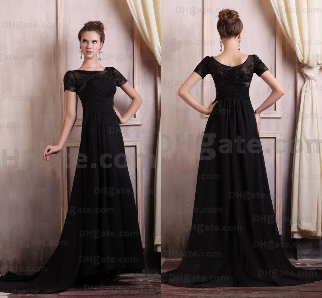 Long Black Dress With Short Sleeves