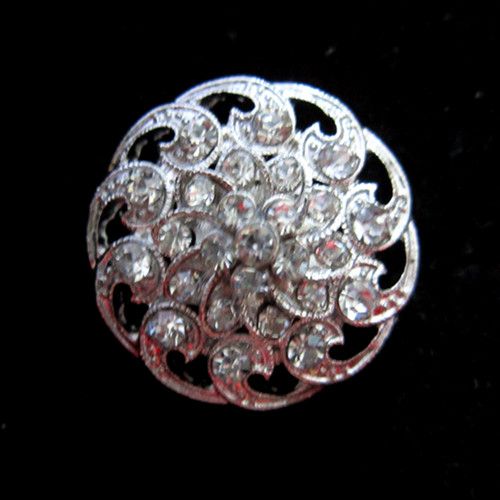 Silver Rhinestone Brooch Clear Crystal Flower Diamante Weddng Party Bouquet Pins Accessories