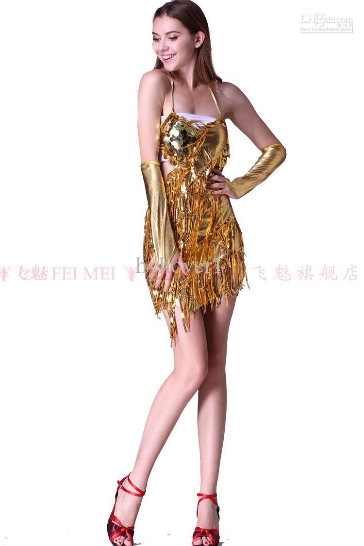 Discount The Latin Tassel Dance Dress Costumes Shiny Women Wear Dancing