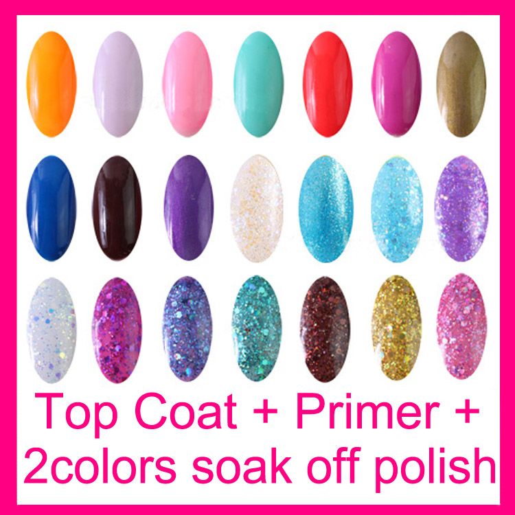 Top Coat + Primer + 15ml Nail Art Nail Soak Off Uv Gel Polish Gelish