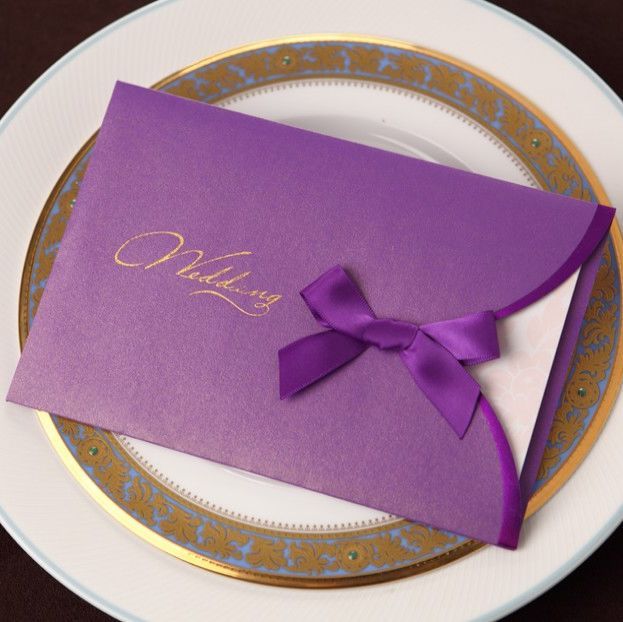 Elegant purple wedding invitations