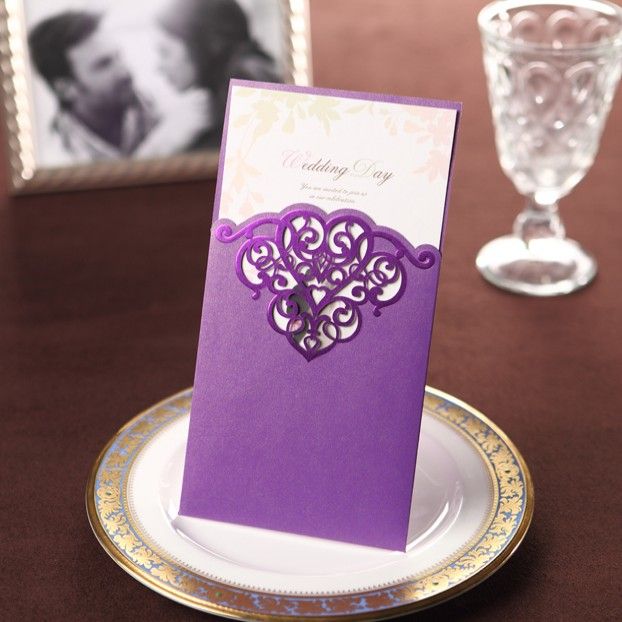 Elegant purple wedding invitations