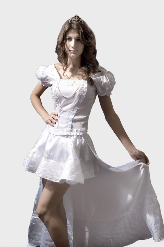 Sexy White Queen Costume HOT French Snow White Lace Midnight Maid