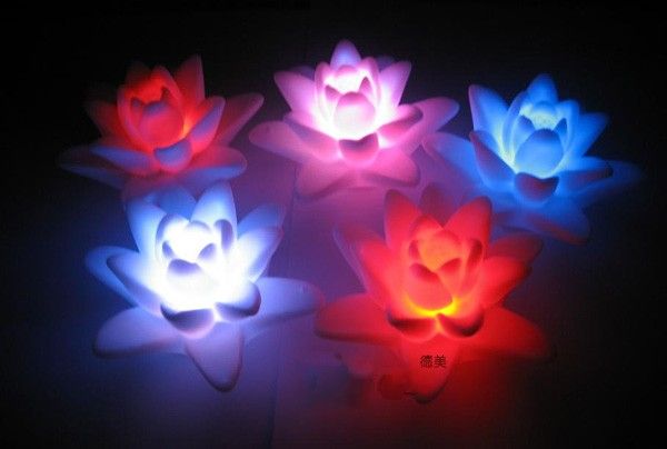 2017 lotus led light changing floating water wishing lotus light on lotus