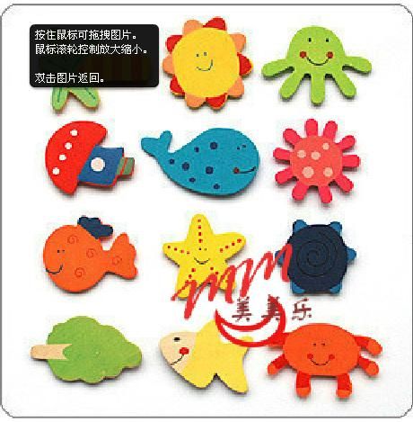 wooden animal fridge magnets