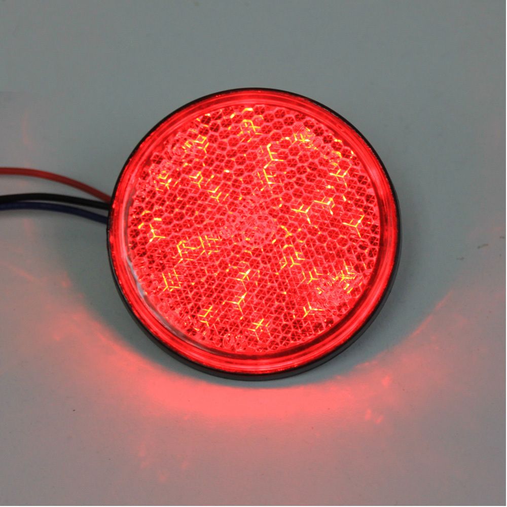 Led Motorcycle Light Car Truck Red LED Reflectors Round Brake Light