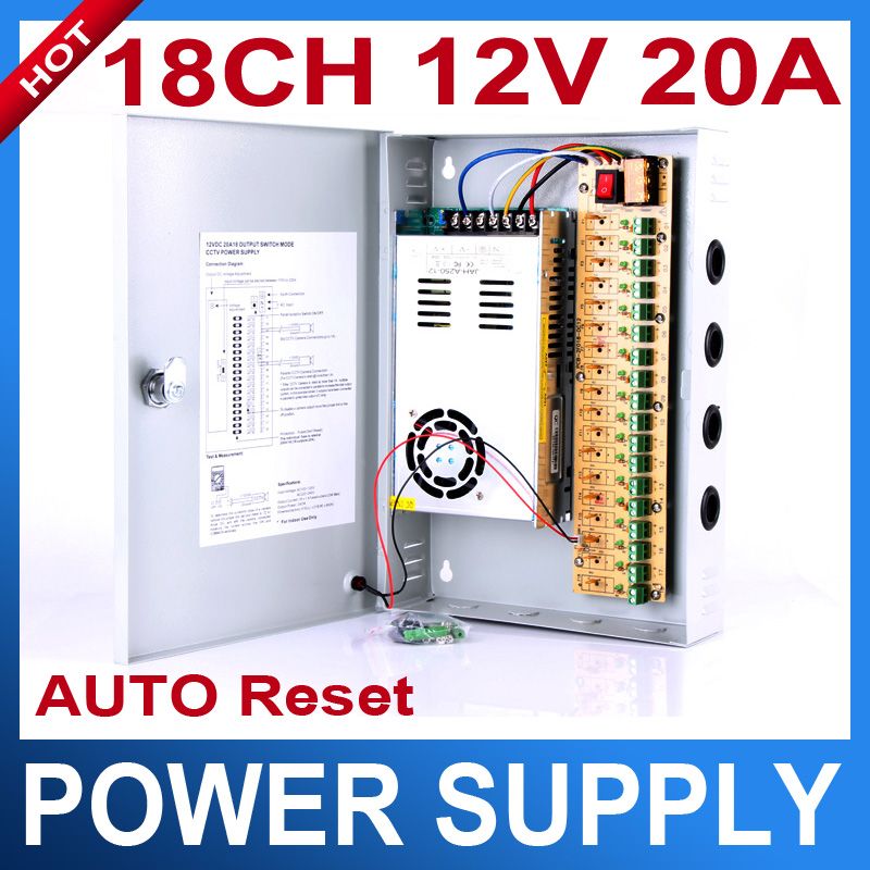 18ch 12v 20a Cctv Power Supply Box / 12v 20a 240w Monitor Power Supply