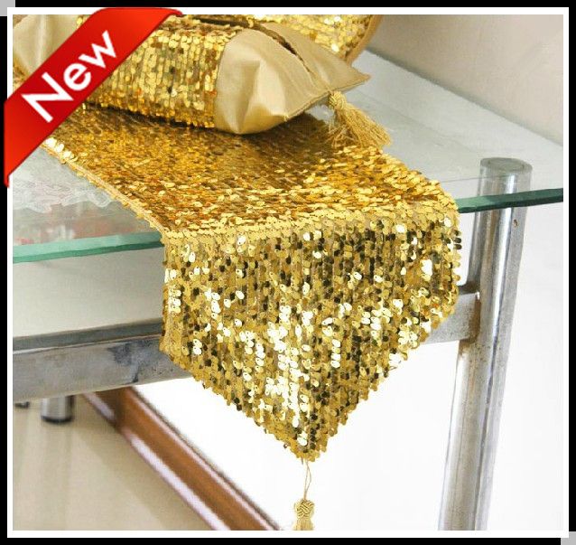 Wedding Decorating Fabric Table Runner With Sequins Table