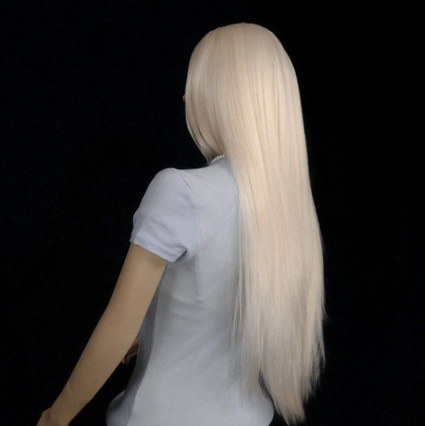 fashion Long Straight Light Platinum Blonde Wigs women wig free shipping