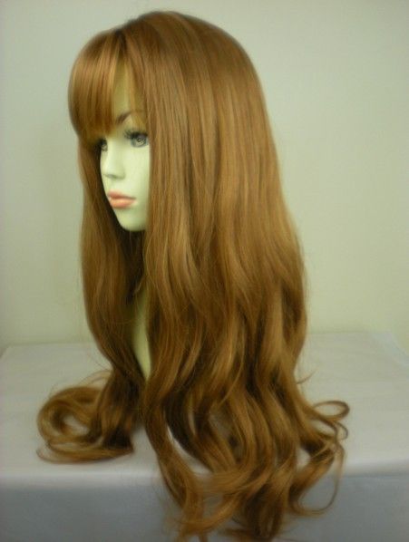 Fashion synthetic Salon Long Wavy Strawberry Ginger Blonde Lady Wigs free shipping