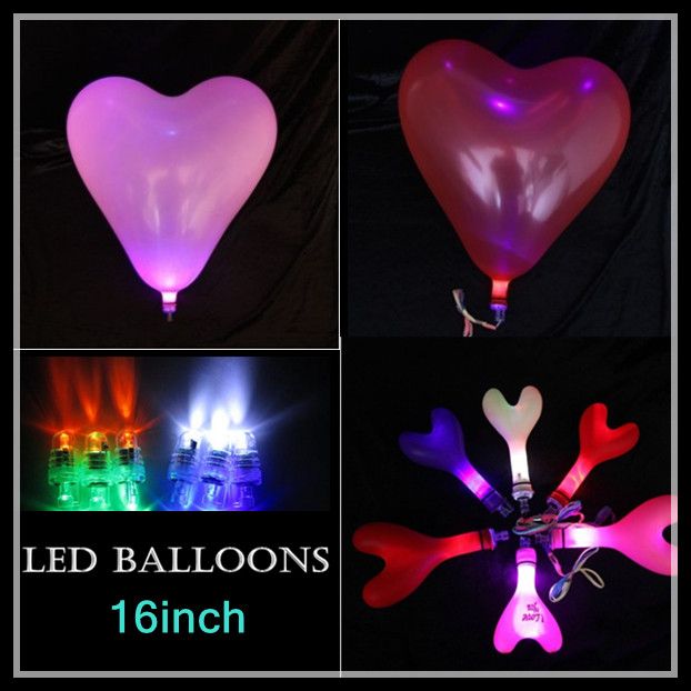 LED Balloons Inflatable 16inch Heart Shape Light Up Balloons Xmas Party