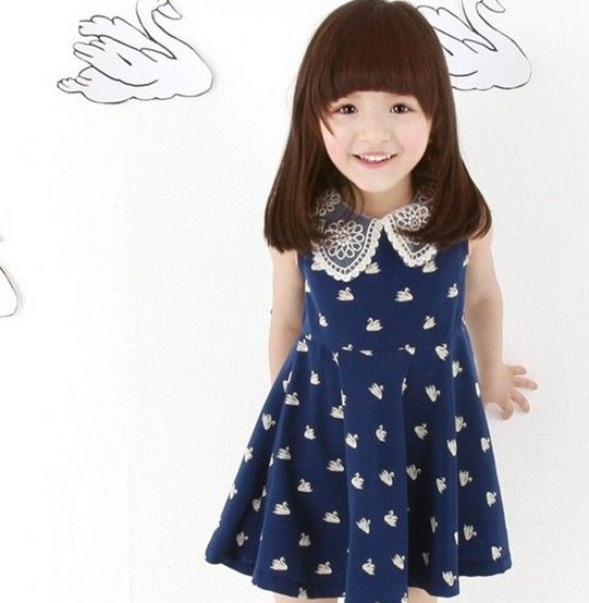 2017 2013 Summer Girl Dresses H&M Kids Dress Girl Blue And Pink Girl's Princess Dress From