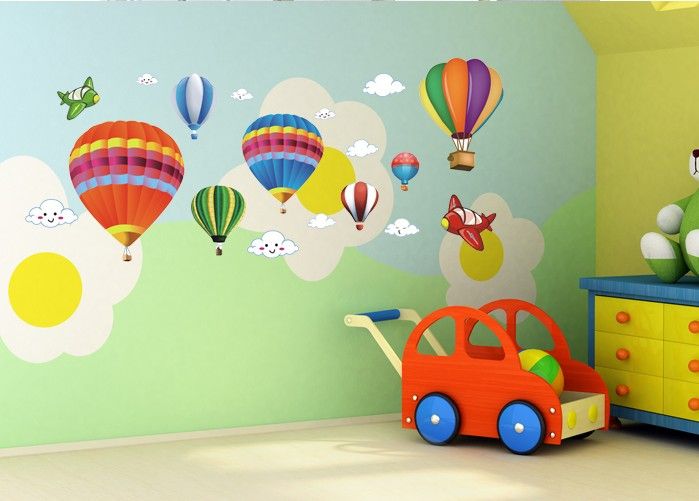 Wholesale Removable Hot Air Balloon Wall Stickers Airplane Wall Decor