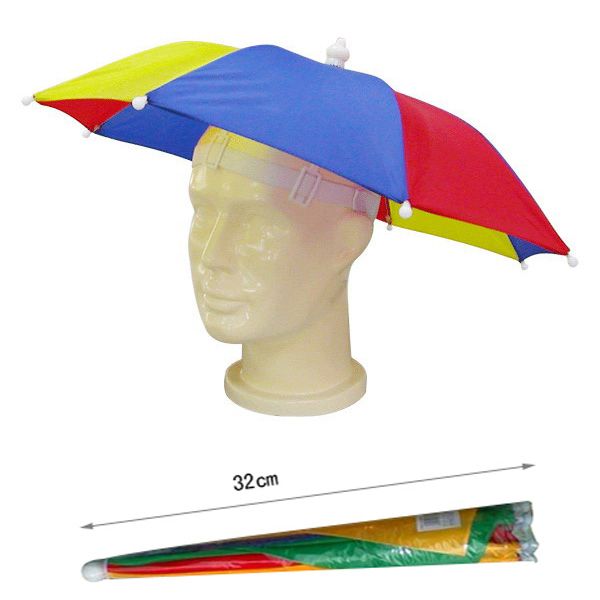 2017 Light Umbrella Hat Sun Visors Rainbow Umbrellas Cap Outdoor