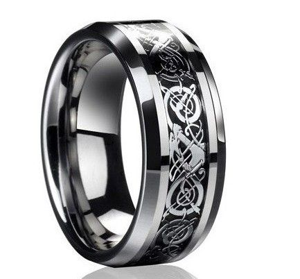 ... Celtic Ring Mens Jewelry Tungsten Ring Mens Wedding Band Silver New