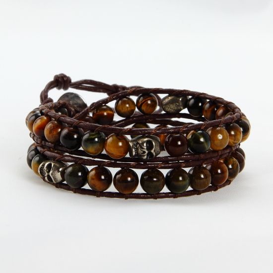 2017 Bracelets Beaded Beaded Leather Wrap Bracelet Leather Men Bracelet