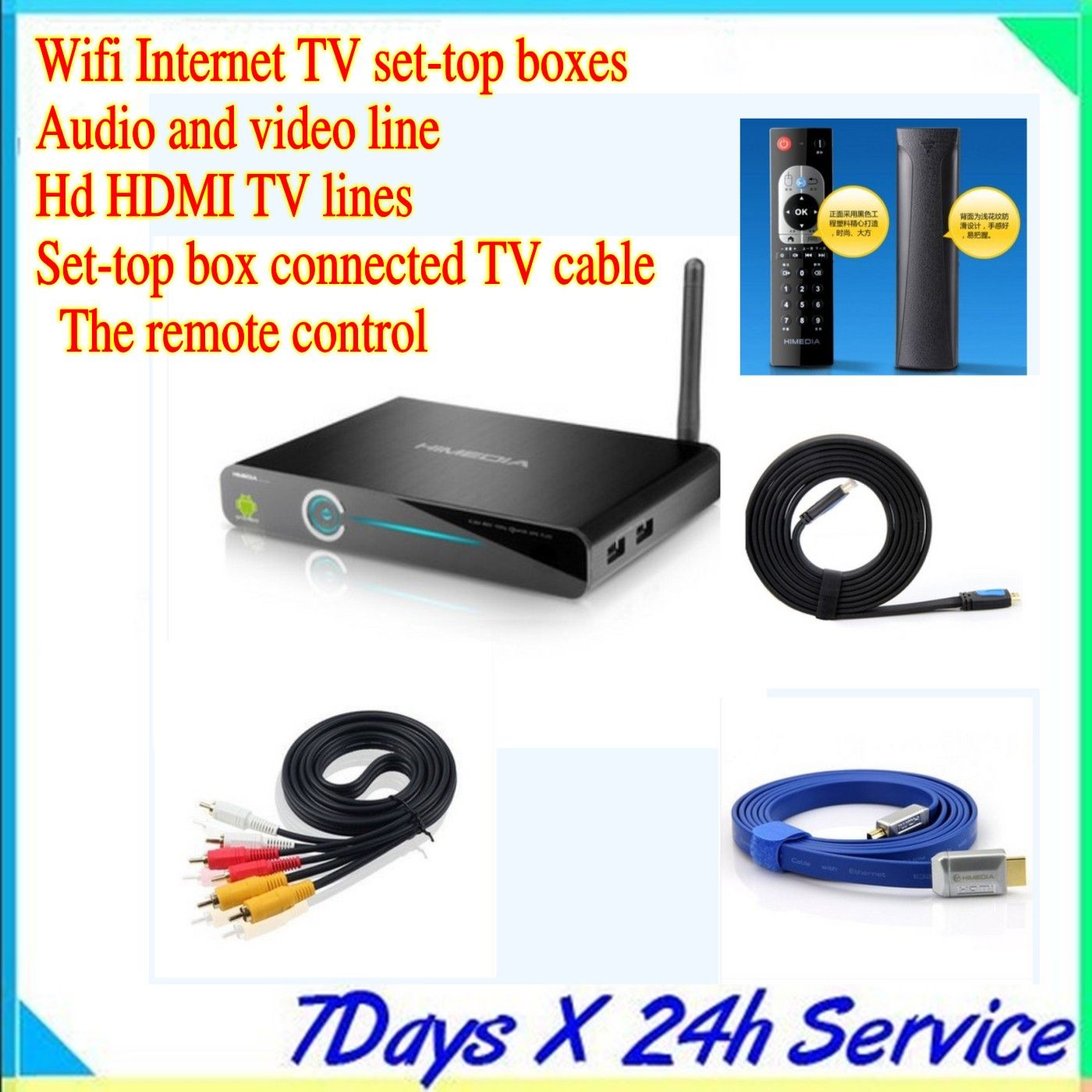 Android Wifi TV Settop Boxes+Audio And Video Line+Hd HDMI TV