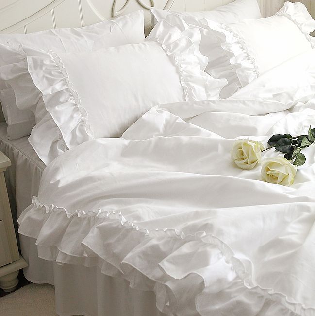 Romantic White Falbala Ruffle Lace Bedding Sets/princess Duvet Cover ...