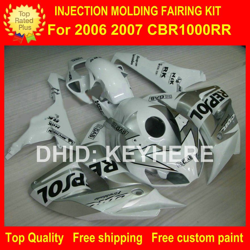 ABS Plastic fairing kit for HONDA CBR1000RR 06 07 CBR 1000RR 2006 2007 fairings motorcycle parts body work aftermarket silver REPSOL G2a, Same as picture
ABS Plastic fairing kit for HONDA CBR1000RR 06 07 CBR 1000RR 2006 2007 fairings motorcycle parts body work aftermarket silver REPSOL G2a, Same as picture