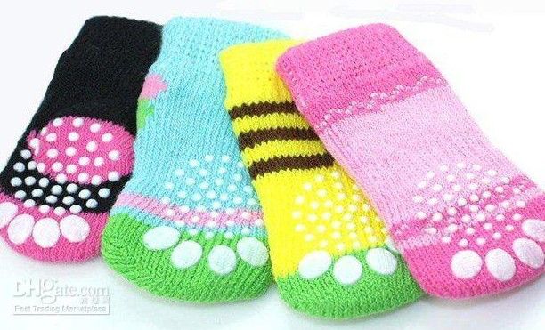 Free shipping mixed S M L color Fashion Design pet Dog Socks 40pcs/lot=10sets/lot Hot sales