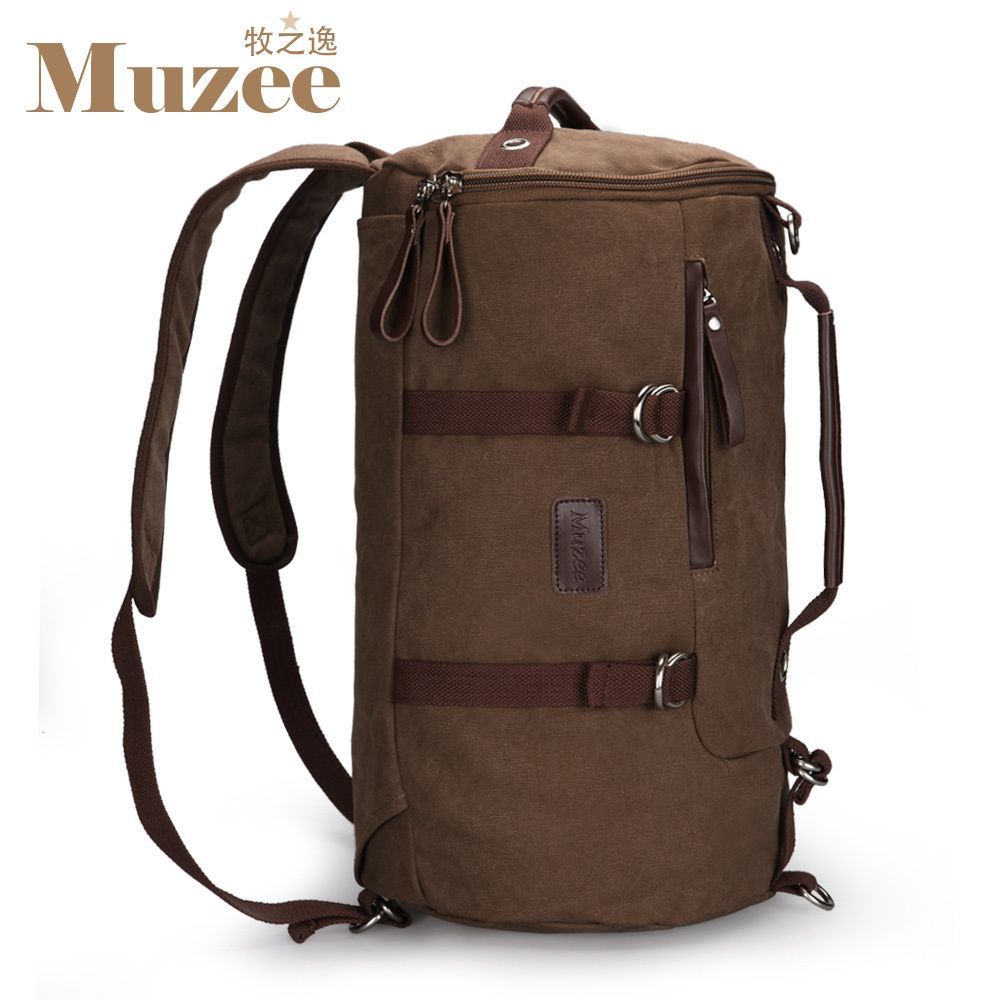 New Canvas Male Backpack Travel Bag Backpack Circle Bucket Luggage Bag School Backpacks Cool