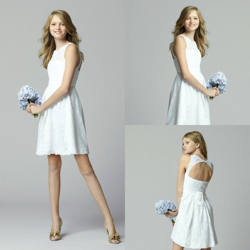 2013 Junior Bridesmaid Youth Girls' Dresses Chiffon Jewel Neckline