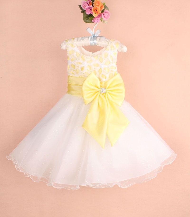 Newest Design Baby Girls Wedding Party Dress Kids Girl Bowknots Bow
