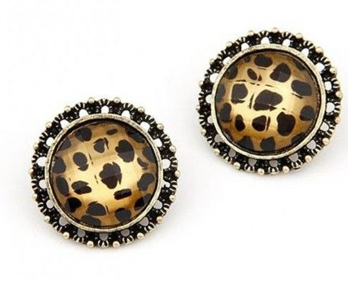 Fashion jewelry imitation diamond leopard-print Stud Earrings free ...
