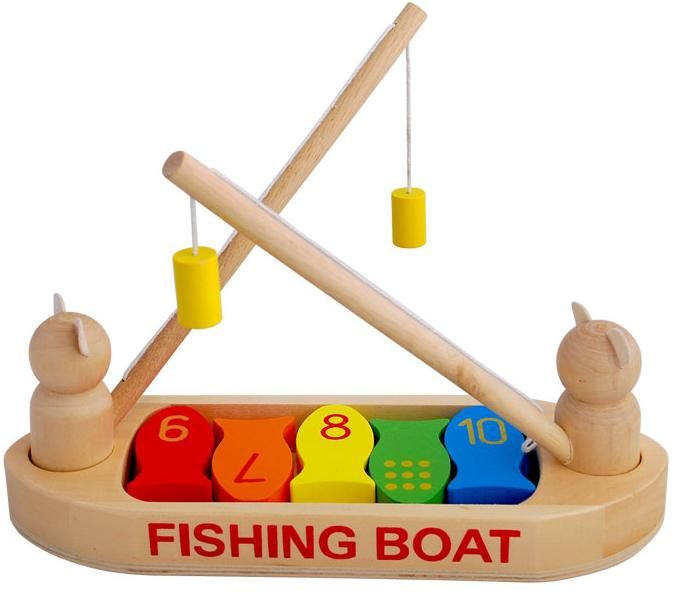 Cat fishing boat/Wooden magnetic toys/Children's educational toys