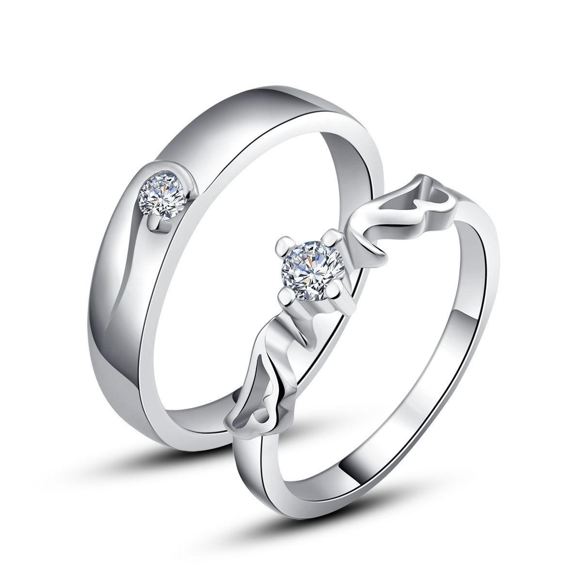 ... Hers Rings Couples Promise Rings Wedding White Gold Ring w Diamond
