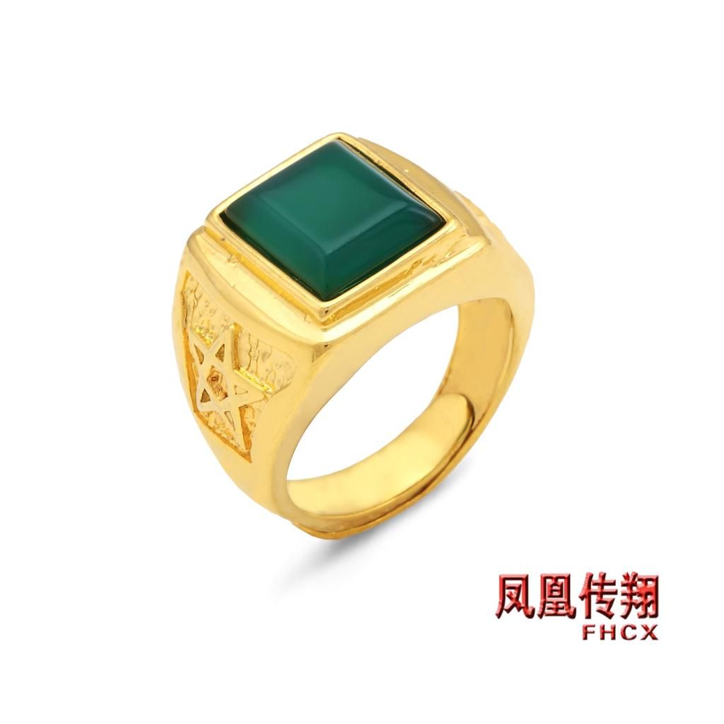B017 Men's Rings Gold Plated Ring Mens gemstone ring opening can ...