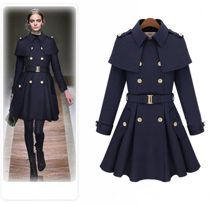 Autumn Winter Navy Blue Wool Coat Online | Autumn Winter Navy Blue