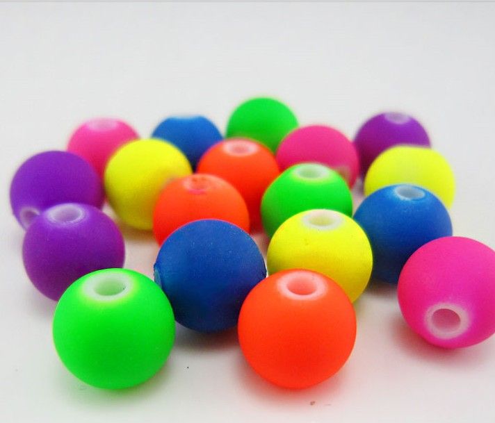 Wholesale! 10mm Mixed Color Acrylic Beads, Rubber Beads Round Beads