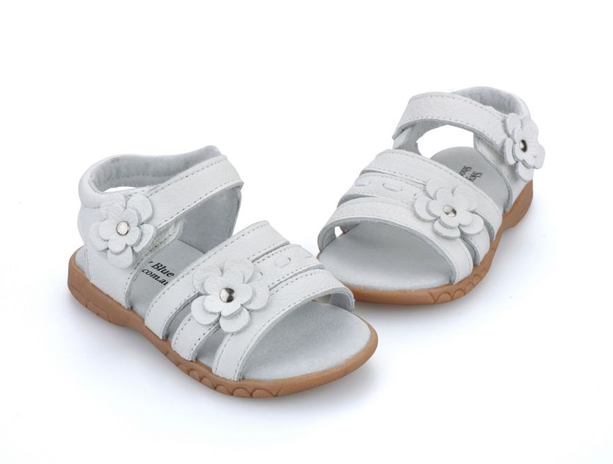 Baby Girls Sandals Soft Leather Solid White Velcro Strap Open Toe Girls